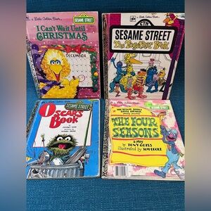 Sesame Street little golden books, vintage, highly collectible, FOUR